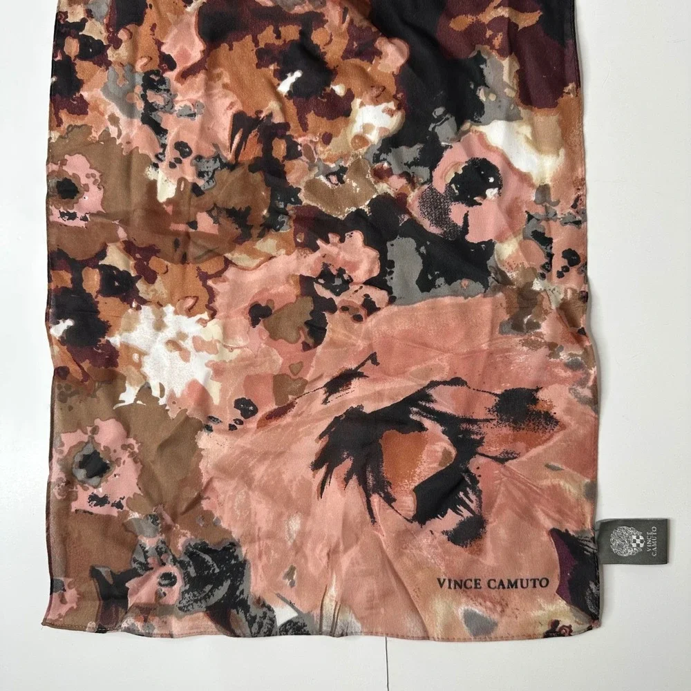 Vince Camuto Floral Watercolor Scarf Pink Silk Blend Lightweight Spring Layering